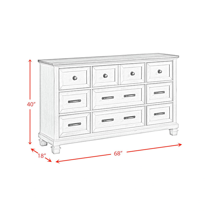 Farmington 9-Drawer Dresser in Medium Brown and Washed Stone - Tony’s Furniture Store & Linen (GA) - Multi Location