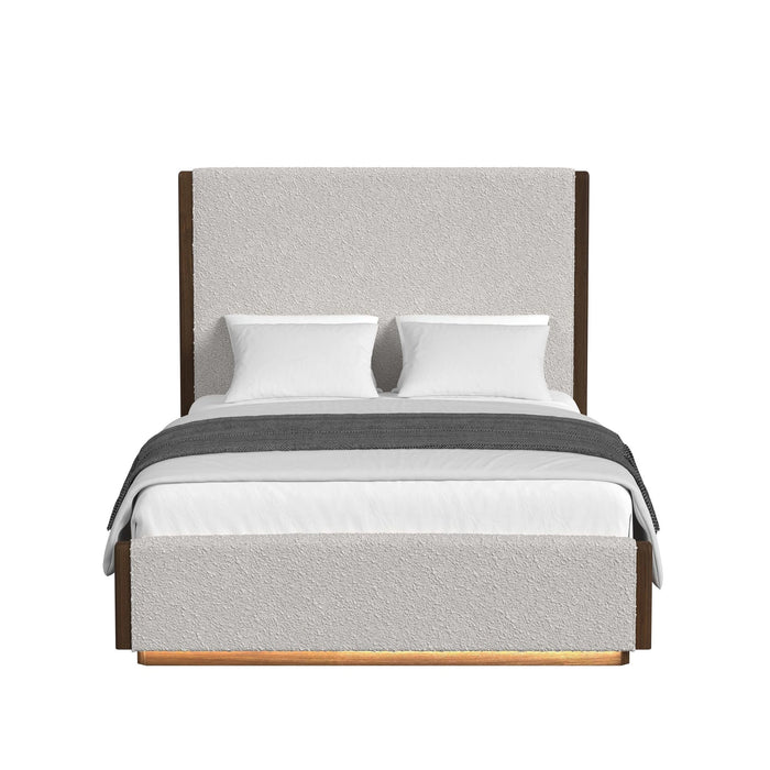 Brisbane UPH Bed with Boucle Beige and LED in Brown - Tony’s Furniture Store & Linen (GA) - Multi Location