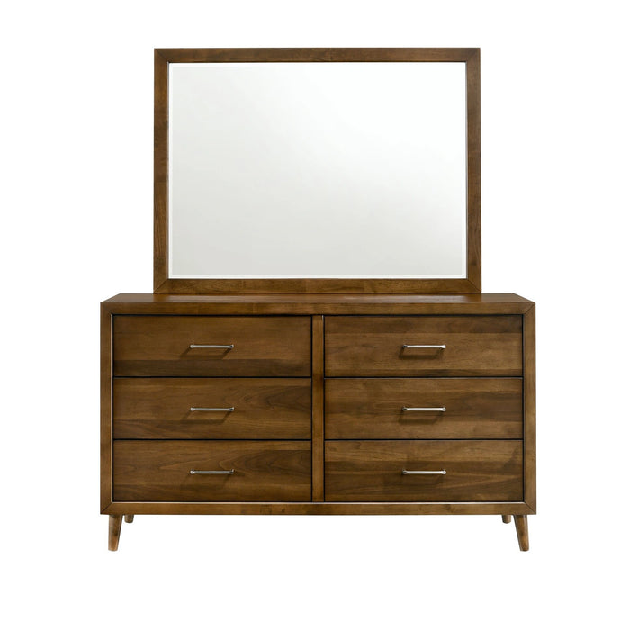 Malibu 6-Drawer Dresser & Mirror in Walnut - Tony’s Furniture Store & Linen (GA) - Multi Location