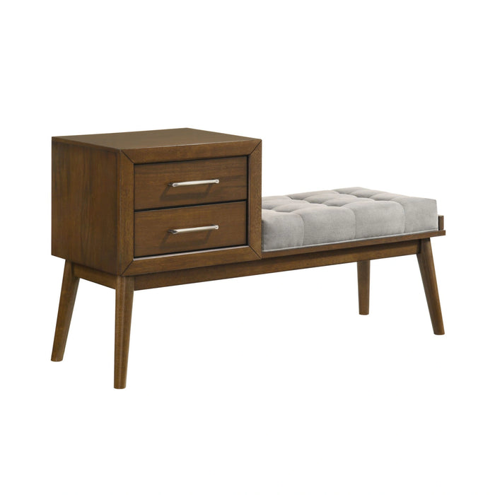 Malibu Bench with Grey Fabric in Walnut - Tony’s Furniture Store & Linen (GA) - Multi Location