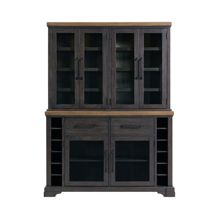 Montrose Server and Hutch with LED Light in Espresso and Brown - Tony’s Furniture Store & Linen (GA) - Multi Location
