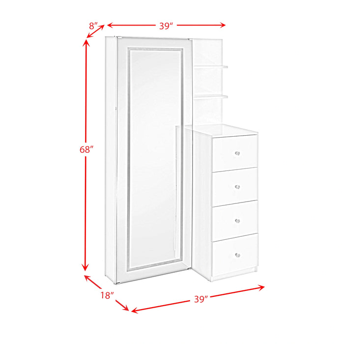 Vancouver Floor Mirror With Storage in White - Tony’s Furniture Store & Linen (GA) - Multi Location