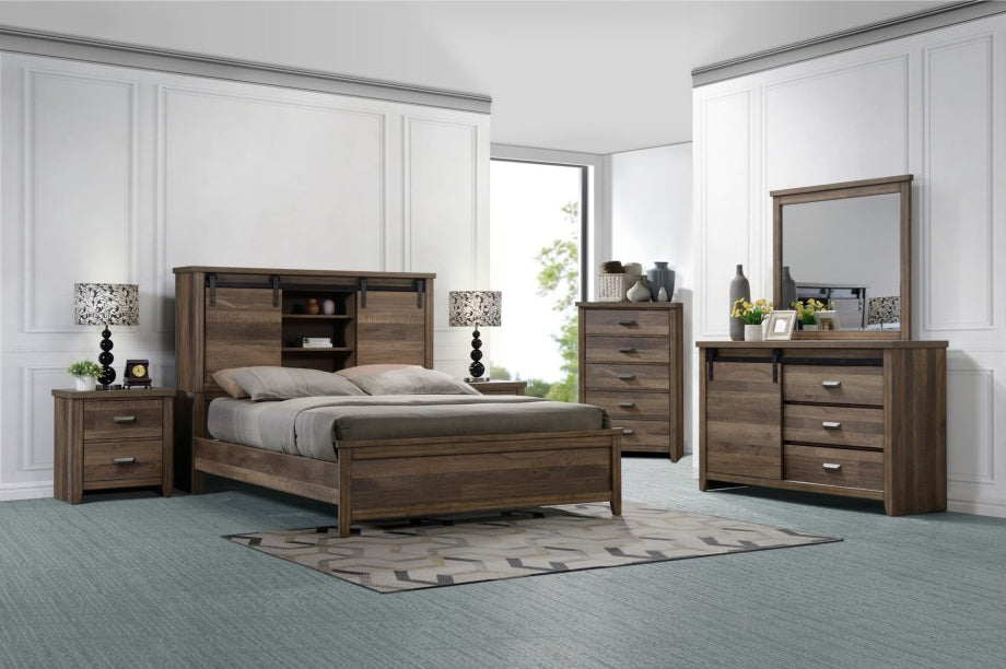 Crown Mark Furniture Calhoun King Bookcase Bed in Brown - Tony’s Furniture Store & Linen (GA) - Multi Location