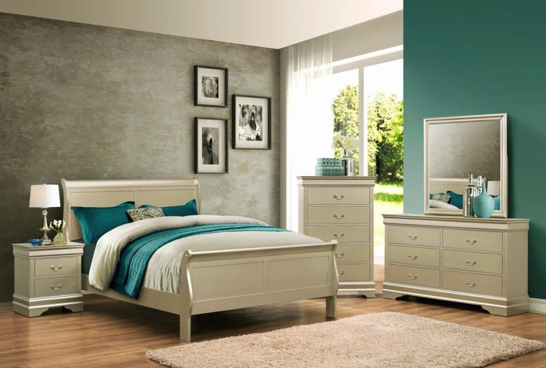 Crown Mark Louis Philip Twin Sleigh Bed in Champagne - Tony’s Furniture Store & Linen (GA) - Multi Location