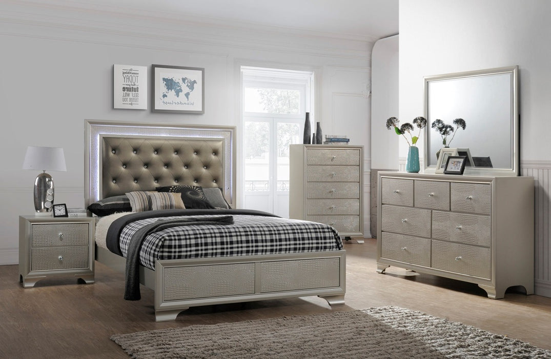Crown Mark Lyssa Full Upholstered Panel Bed in Embossed Crocodile Pattern - Tony’s Furniture Store & Linen (GA) - Multi Location
