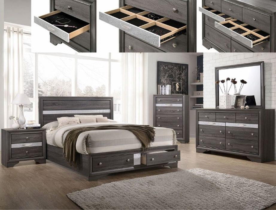 Crown Mark Regata King Storage Bed in Grey - Tony’s Furniture Store & Linen (GA) - Multi Location