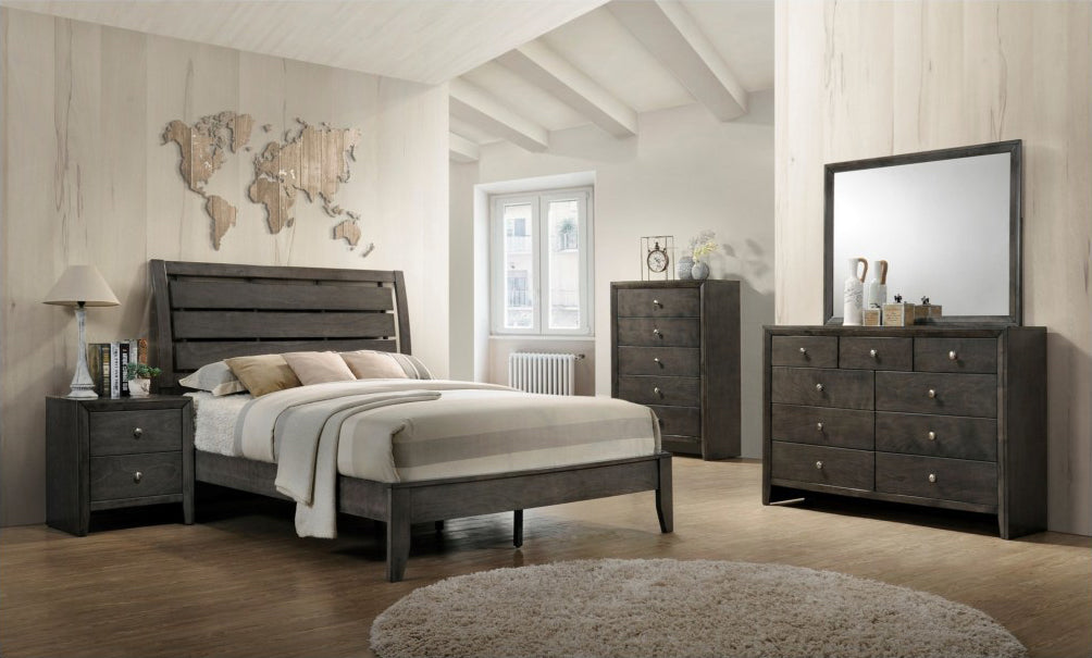 Crown Mark Furniture Evan King Panel Bed in Grey - Tony’s Furniture Store & Linen (GA) - Multi Location