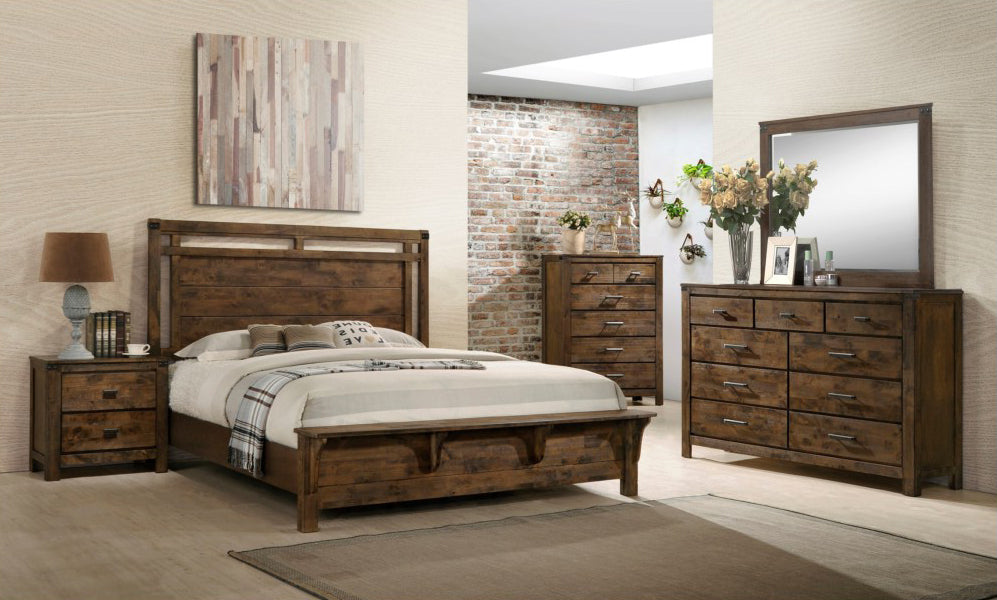 Crown Mark Furniture Curtis King Panel Bed in Rustic - Tony’s Furniture Store & Linen (GA) - Multi Location
