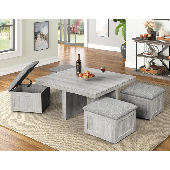 Uster Coffee Table W/Four storage Stools Grey - Tony’s Furniture Store & Linen (GA) - Multi Location