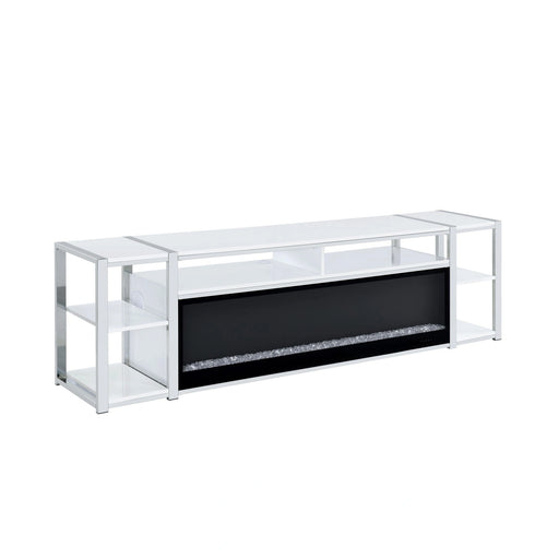 Midway 80"" TV Console with Firelight in White - Tony’s Furniture Store & Linen (GA) - Multi Location
