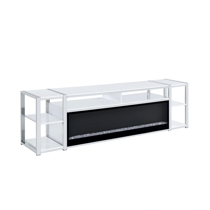 Midway 80"" TV Console with Firelight in White - Tony’s Furniture Store & Linen (GA) - Multi Location