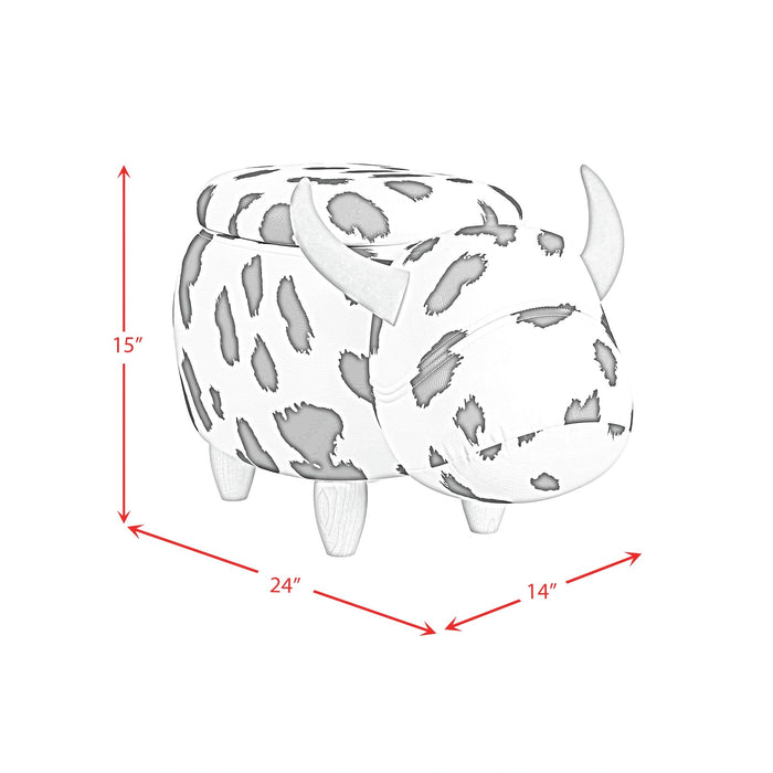 Cow Storage Stool in White and Black - Tony’s Furniture Store & Linen (GA) - Multi Location