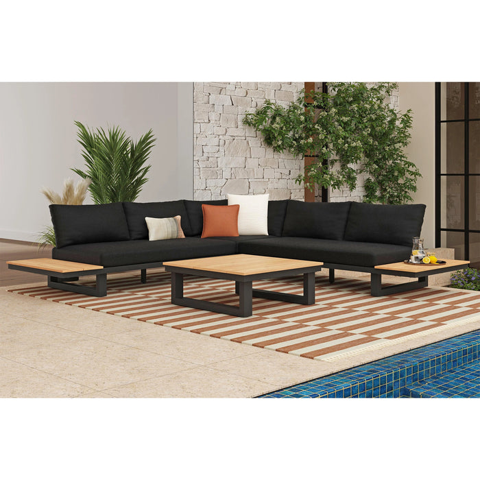 Cabana Three Piece Outdoor Living Set with Dark Grey Olefin in Black - Tony’s Furniture Store & Linen (GA) - Multi Location
