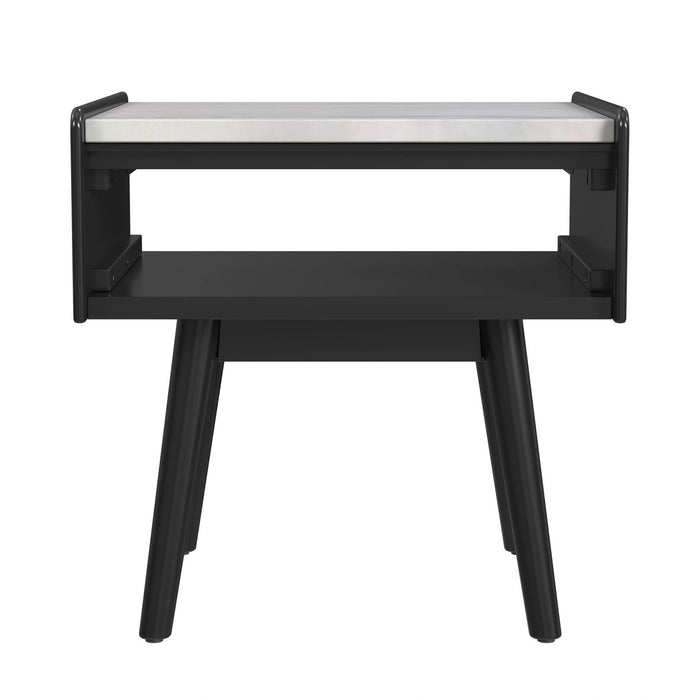 Lanette End Table with White Marble Top in Black - Tony’s Furniture Store & Linen (GA) - Multi Location