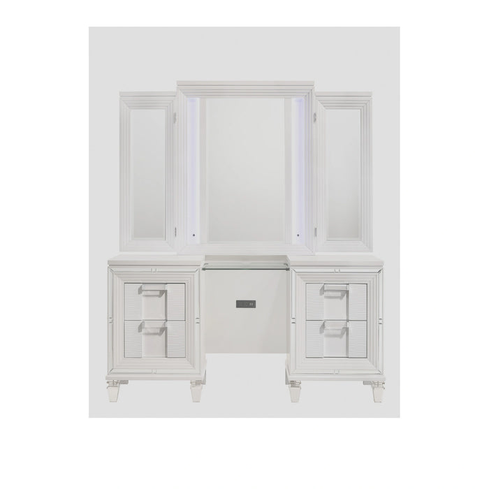 Twenty Nine Dressing Set w/LED & USB Plug in White with Stool - Tony’s Furniture Store & Linen (GA) - Multi Location