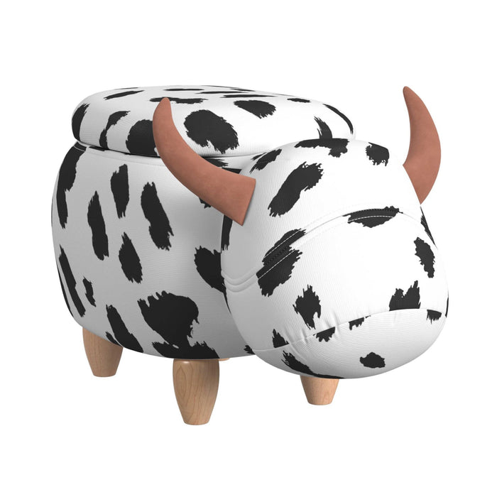 Cow Storage Stool in White and Black - Tony’s Furniture Store & Linen (GA) - Multi Location