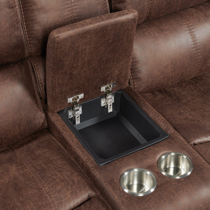 Atlantis Power Motion Loveseat with Power Motion Head Recliner & Console in Heritage Brown - Tony’s Furniture Store & Linen (GA) - Multi Location