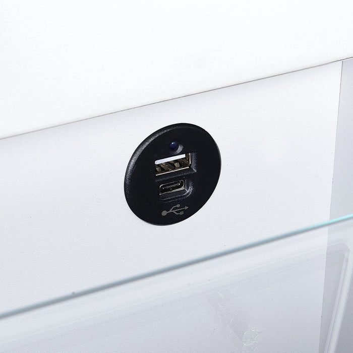Irvine Mini Dressing Table with Stool, LED and USB in Glossy White - Tony’s Furniture Store & Linen (GA) - Multi Location