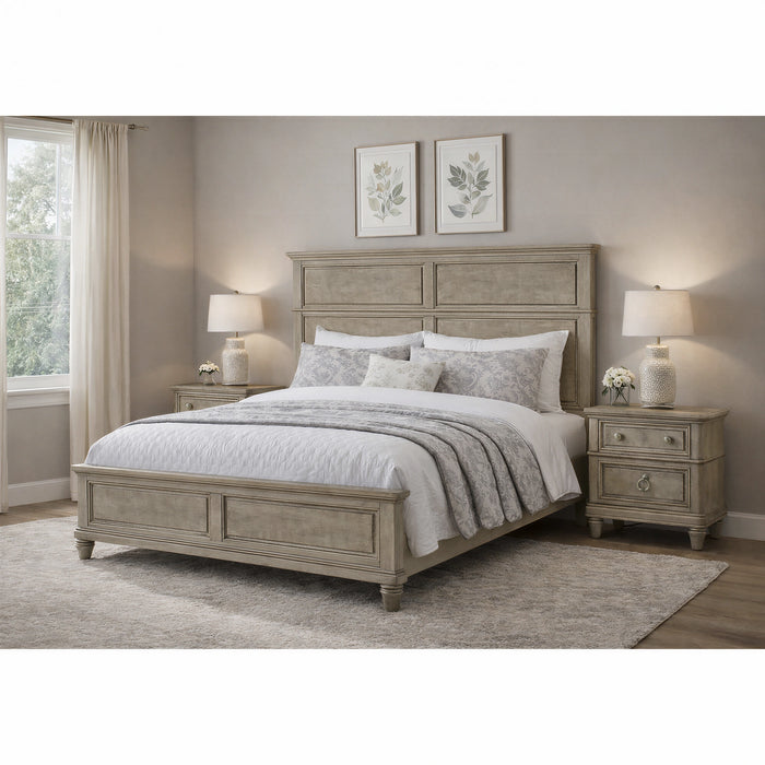 Whit-Ash Bedroom Set with 2 Nightstands in Light Grey - Tony’s Furniture Store & Linen (GA) - Multi Location