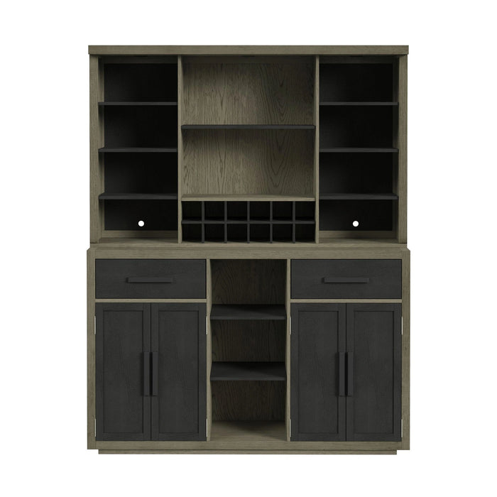 Jemma Buffet and Hutch with Light in Grey and Dark Espresso - Tony’s Furniture Store & Linen (GA) - Multi Location
