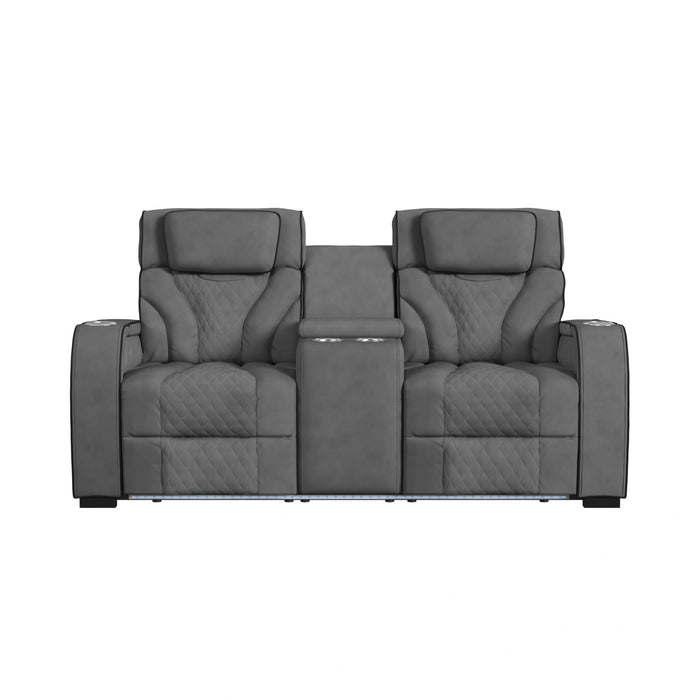 Blitz Motion Loveseat with Console, and LED - Tony’s Furniture Store & Linen (GA) - Multi Location