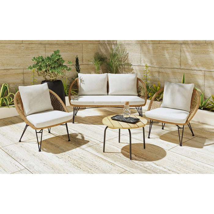 Grace Outdoor Seating 4PC Set - Black, Natural and Olefin Beige - Tony’s Furniture Store & Linen (GA) - Multi Location