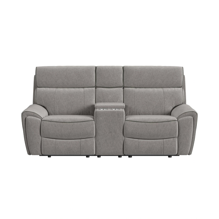 Jackpot P1 Loveseat W/Console in Explore Light Grey - Tony’s Furniture Store & Linen (GA) - Multi Location