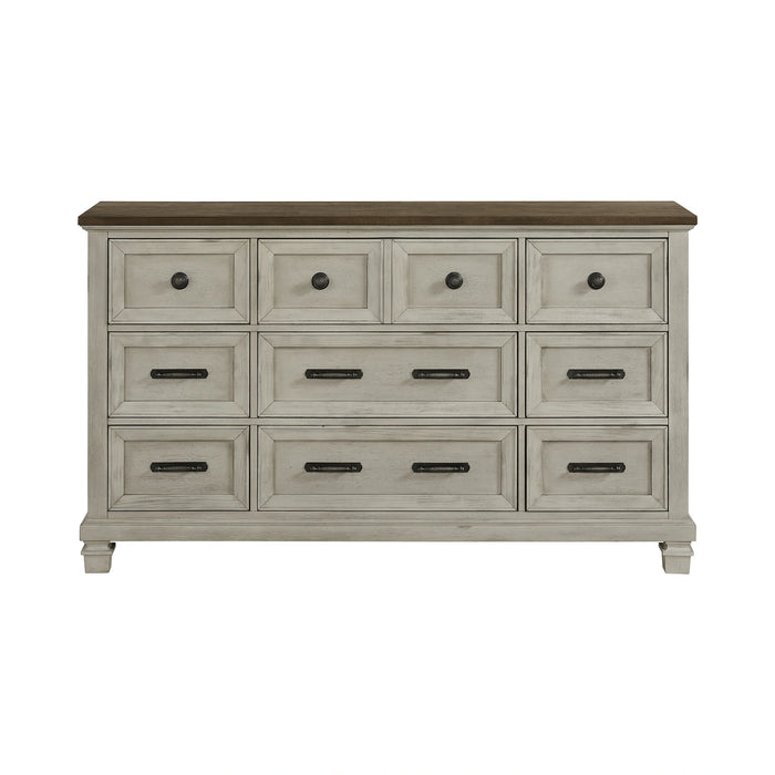 Farmington 9-Drawer Dresser in Medium Brown and Washed Stone - Tony’s Furniture Store & Linen (GA) - Multi Location