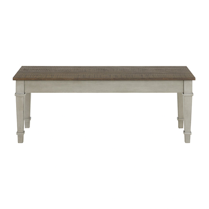 Farmington Storage Dining Bench in Medium Brown and Washed Stone - Tony’s Furniture Store & Linen (GA) - Multi Location