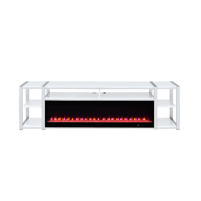 Midway 80"" TV Console with Firelight in White - Tony’s Furniture Store & Linen (GA) - Multi Location