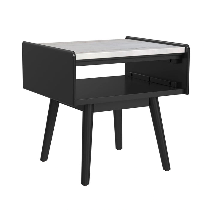 Lanette End Table with White Marble Top in Black - Tony’s Furniture Store & Linen (GA) - Multi Location