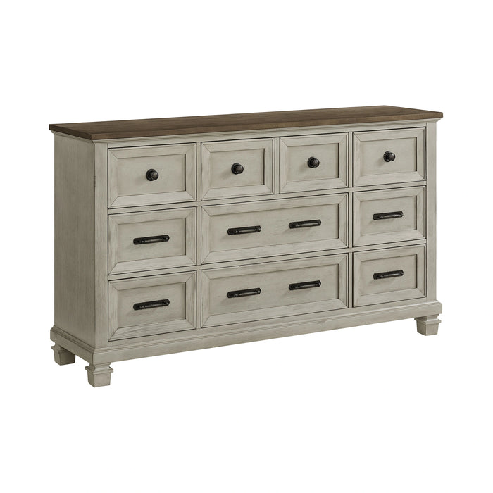 Farmington 9-Drawer Dresser in Medium Brown and Washed Stone - Tony’s Furniture Store & Linen (GA) - Multi Location