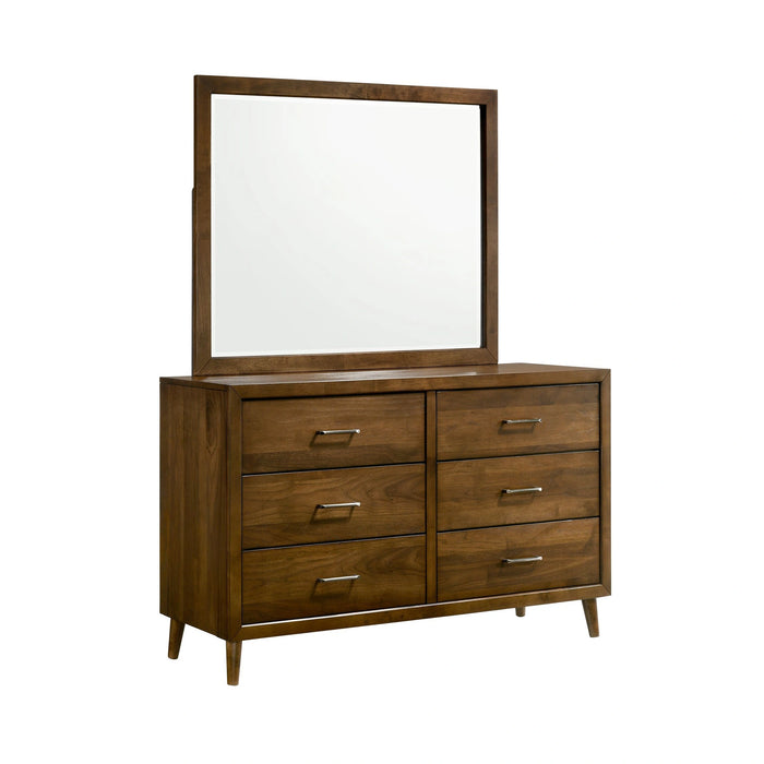 Malibu 6-Drawer Dresser & Mirror in Walnut - Tony’s Furniture Store & Linen (GA) - Multi Location