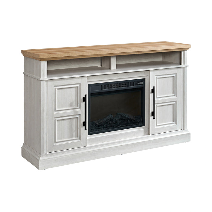 Villa Console with 23"" Fireplace Insert in White & Natural - Tony’s Furniture Store & Linen (GA) - Multi Location