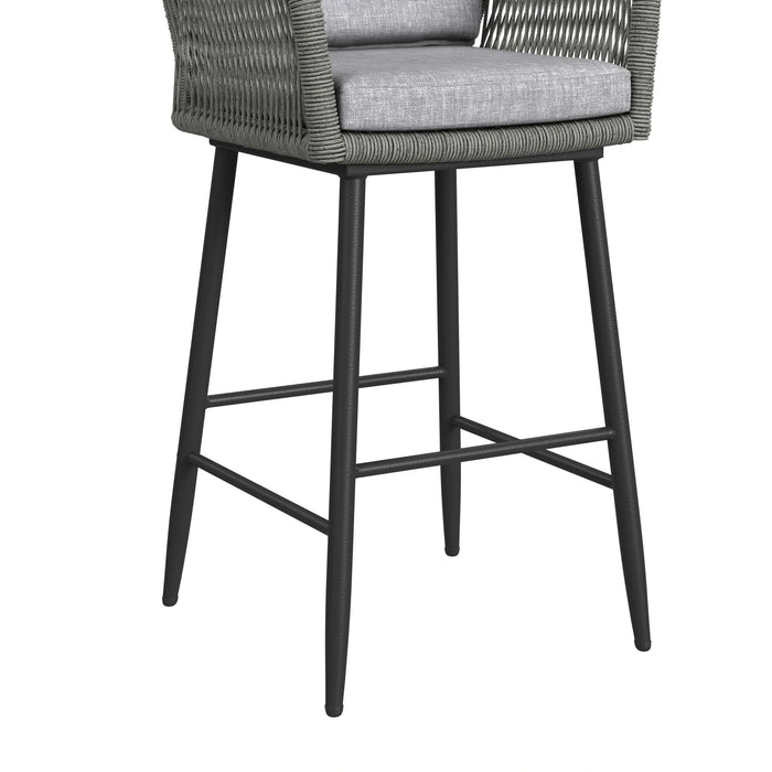 Bayhill Barstool with Grey Fabric in Black (2 Per Carton) - Tony’s Furniture Store & Linen (GA) - Multi Location