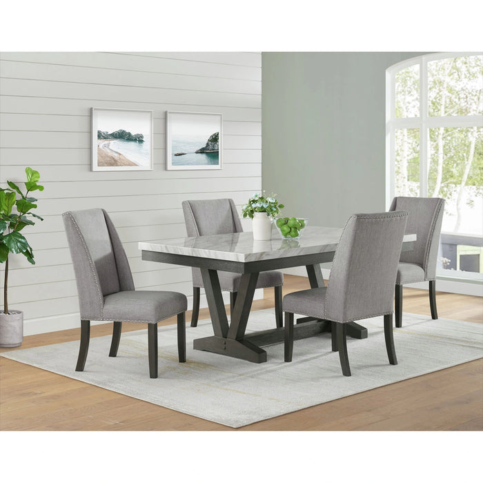 Everdeen Dining Table w/ White Faux Marble Top in Charcoal - Tony’s Furniture Store & Linen (GA) - Multi Location