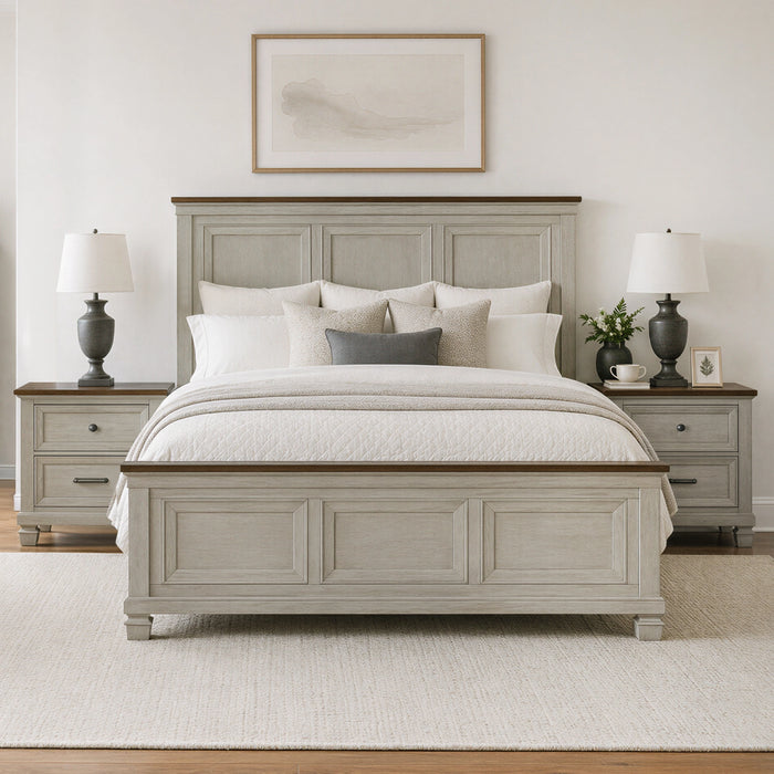 Farmington Bedroom Set in Medium Brown and Washed Stone - Tony’s Furniture Store & Linen (GA) - Multi Location