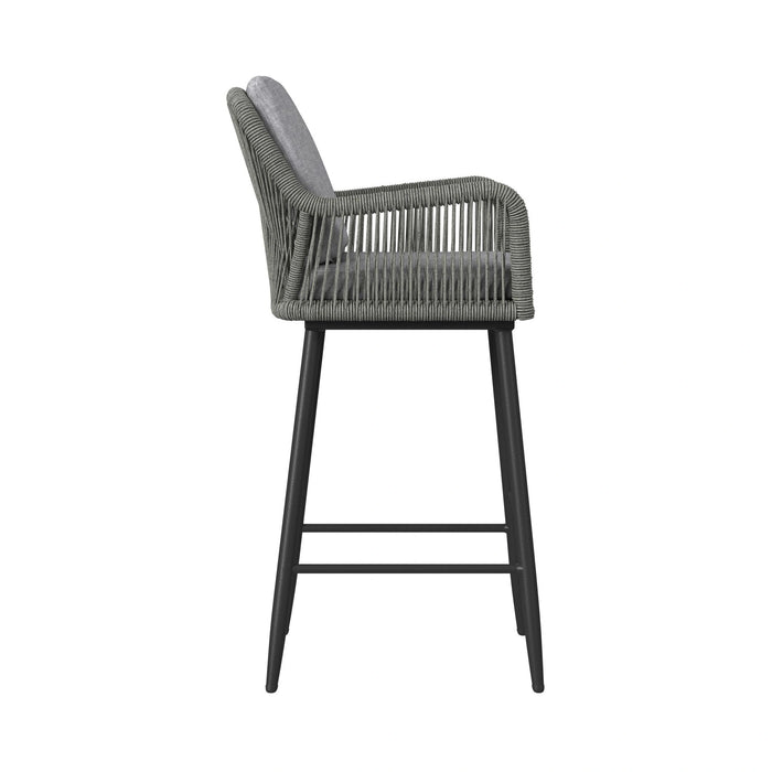 Bayhill Barstool with Grey Fabric in Black (2 Per Carton) - Tony’s Furniture Store & Linen (GA) - Multi Location